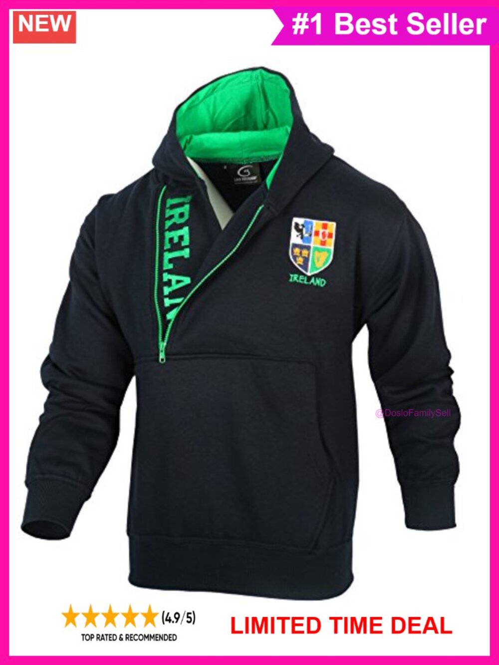 Half Zip Hoodie Pullover Sweatshirt Cotton Polyester Blend Long Sleeve Hooded